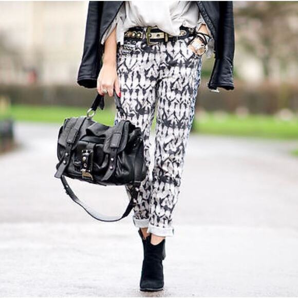 Isabel Marant pour H&M Tie Dye Moto Skinny Jeans – Size 6 Low-Rise Stretch Denim - Picture 1 of 11